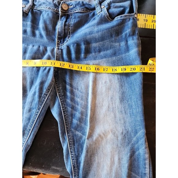 WOMENS 17/18 MED WASH HYDRAULIC JEANS MID RISE BOOT CUT STUDDED POCKET FLEX - Picture 7 of 11